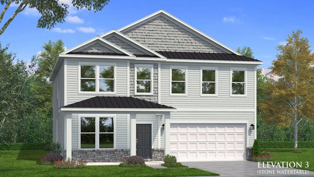 Representative exterior photo of a completed home built from the Brier Creek by DRB Homes in Weavers Pointe, Zebulon, NC (Image 14).