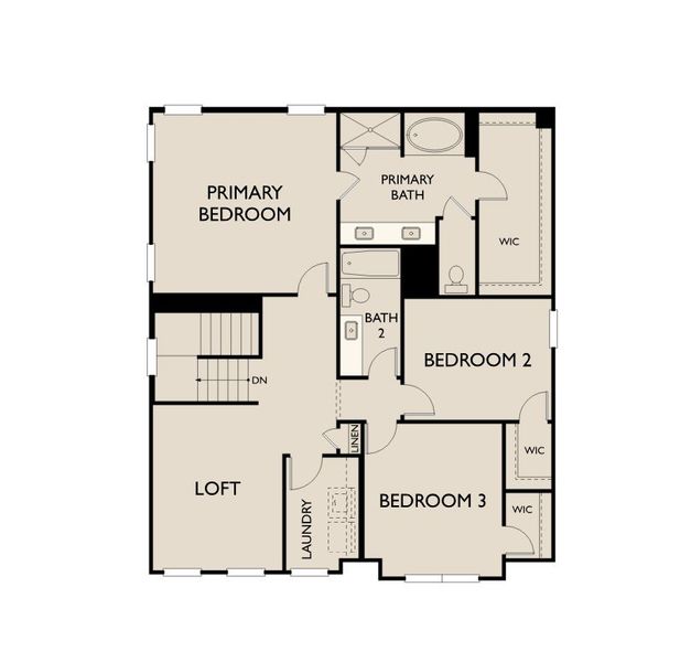 2D floor plan layout for the Leland by Ashton Woods in Crescent Mills, Wilson's Mills, NC (Image 3).