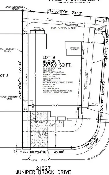 21627 Juniper Brooke Drive preliminary plot plan 21627 Juniper Brooke Drive preliminary plot plan