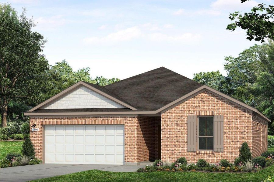 Front exterior of a new home in Harrington Trails, New Caney, TX, highlighting curb appeal (Image 1). Front exterior of a new home in Harrington Trails, New Caney, TX, highlighting curb appeal (Image 1).
