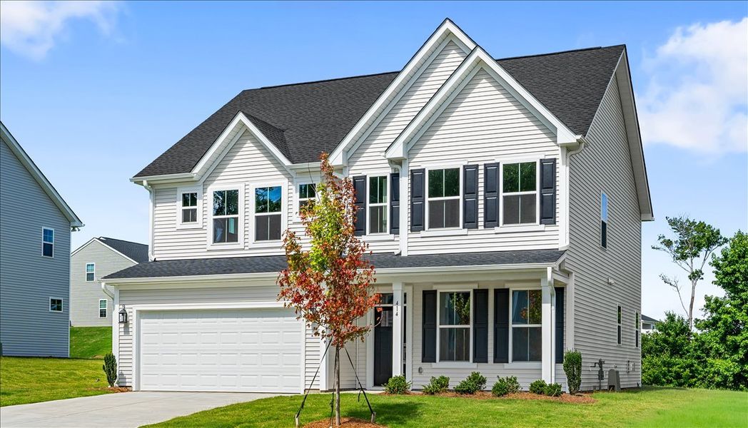 Front exterior of a new home in Fieldstone, Lexington, NC, highlighting curb appeal (Image 22).