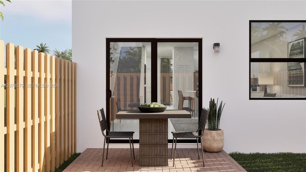 Exterior details and patio area of a home in Pineland Crest, Miami (Image 2).