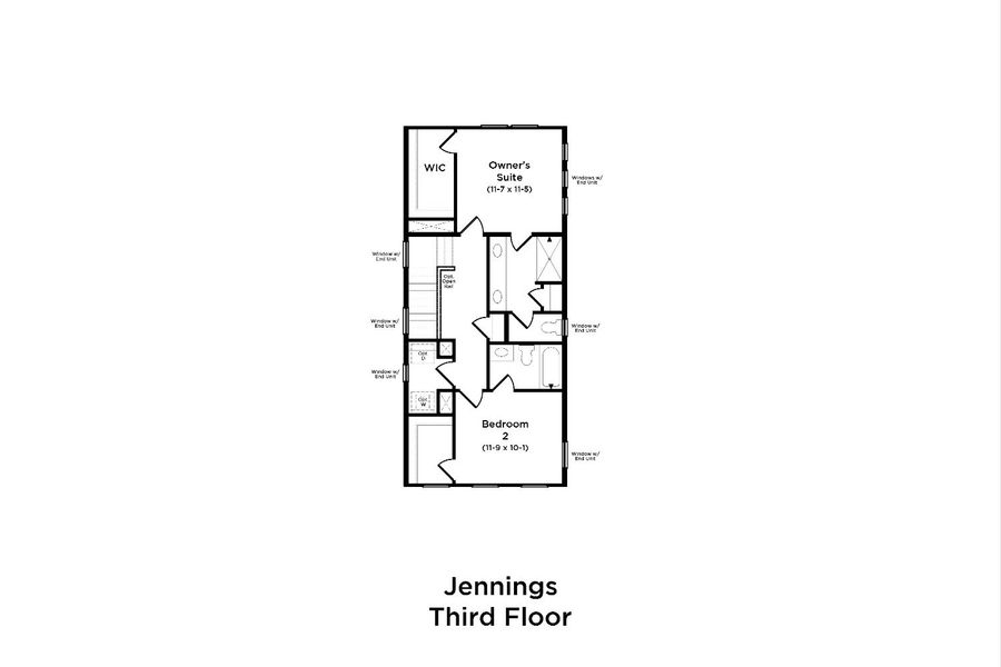2D floor plan layout of this home in Clear Springs Townhomes, North Charleston, SC (Image 4).