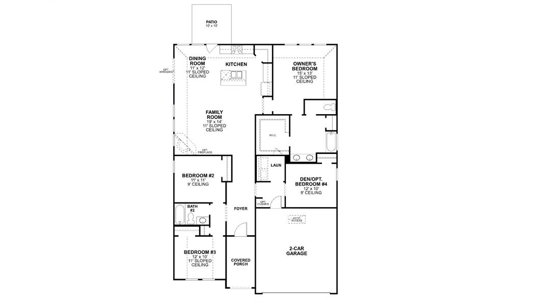 2D floor plan layout for the Sanders by M/I Homes in Chaparral Park, Oak Point, TX (Image 3).