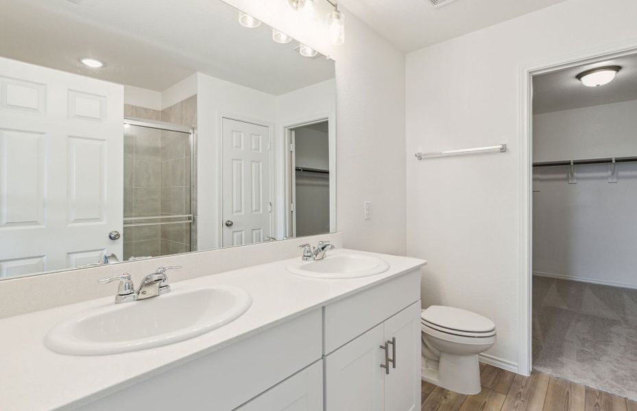 Double vanity in owner's bath