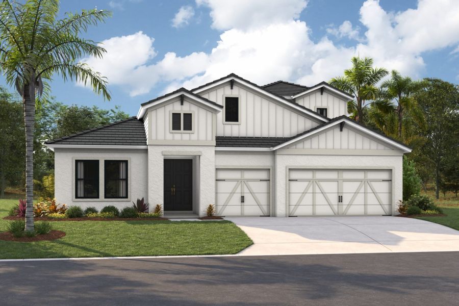 Representative exterior photo of a completed home built from the Bayshore II by Homes by WestBay in Pasadena Ridge, Pasadena Hills, FL (Image 2).