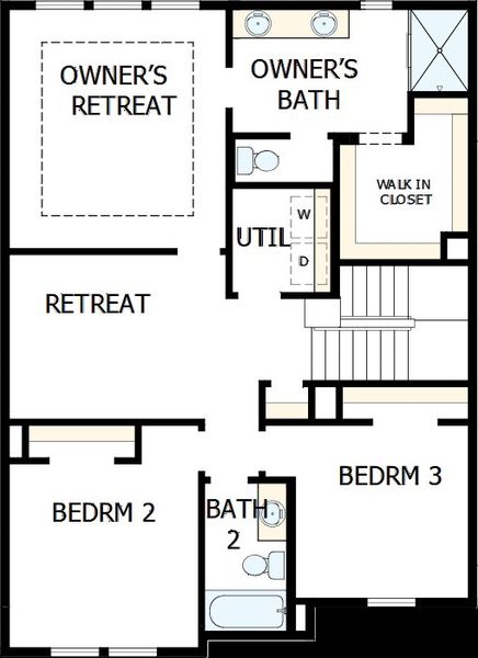 2D floor plan layout of this home in Serenity - The Village Collection, Fuquay Varina, NC (Image 6).