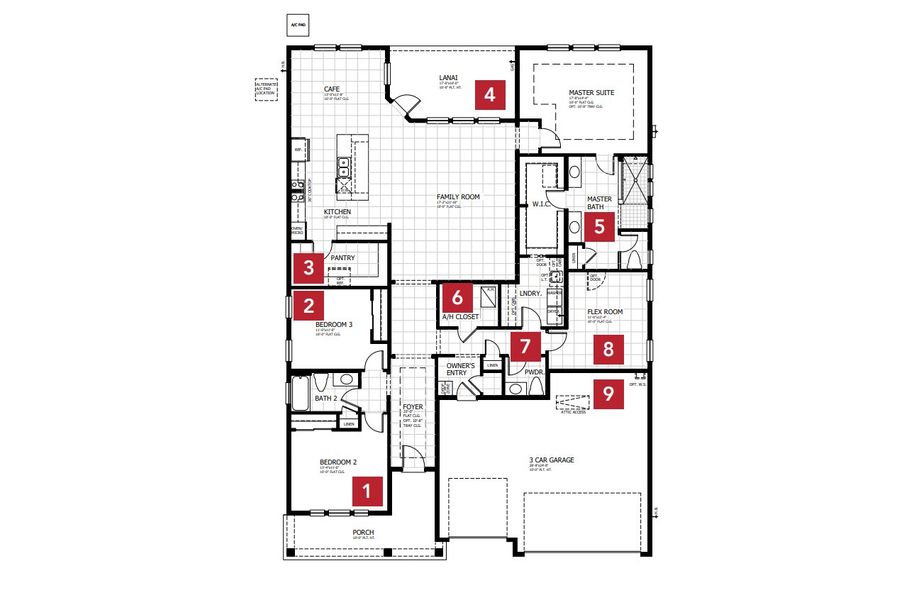 2D floor plan layout for the Lola - Hidden Creek by MasterCraft Builder Group in SilverLeaf, St. Augustine, FL (Image 3).