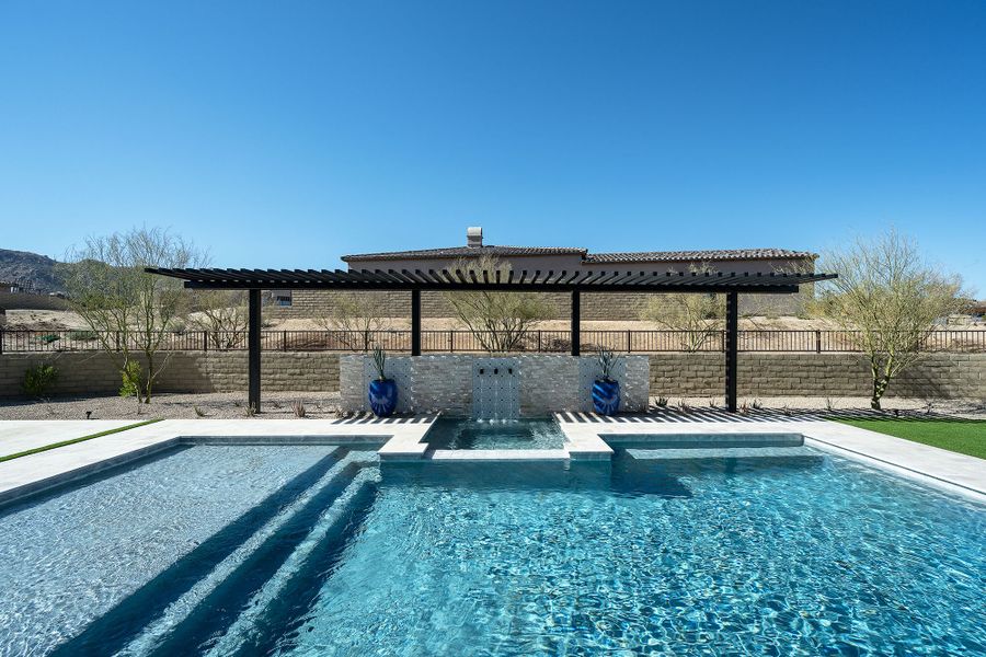Exterior details and patio area of a home in Rosewood Highlands at Storyrock, Scottsdale (Image 17).