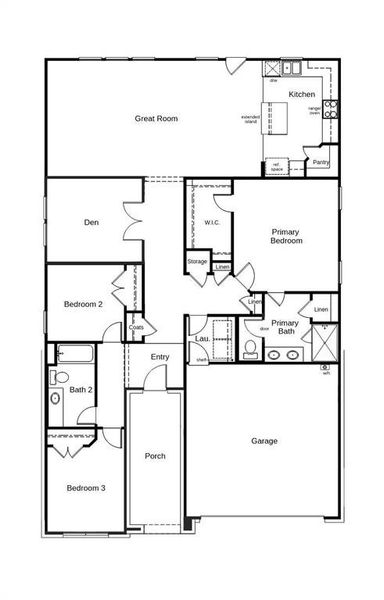 2D floor plan layout of this home in The Preserve, Justin, TX (Image 5). 2D floor plan layout of this home in The Preserve, Justin, TX (Image 5).