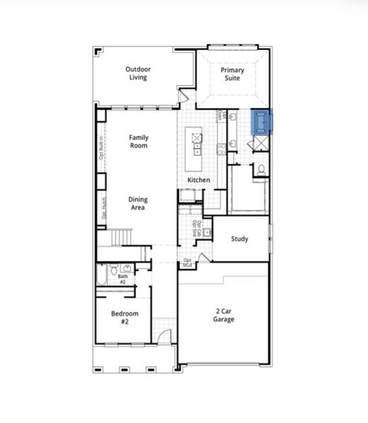 2D floor plan layout for the Fordham by Highland Homes in Ramble, Celina, TX (Image 3).
