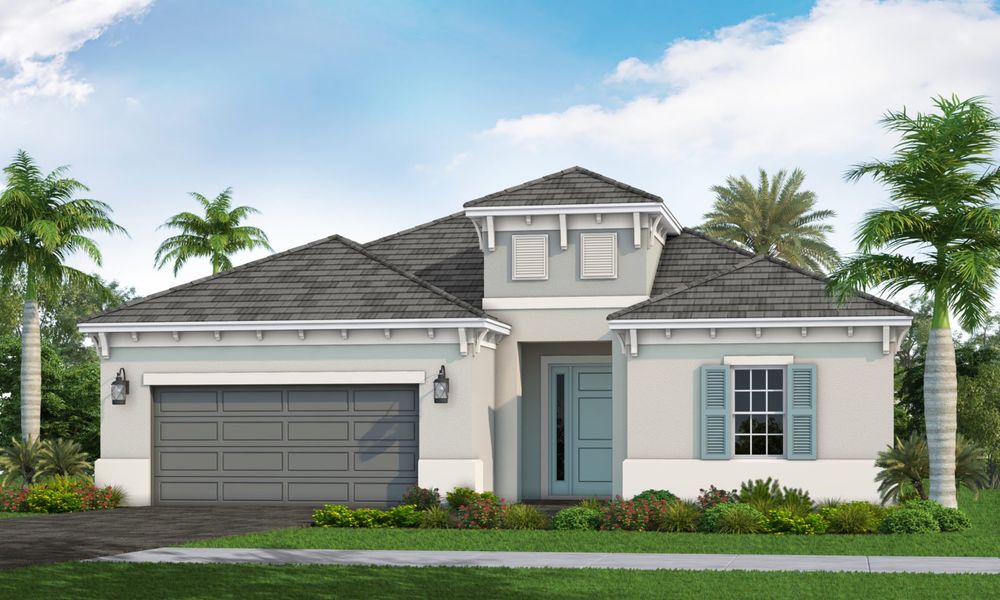 Representative exterior photo of a completed home built from the Eventide 4 by Neal Communities in SkySail, Naples, FL (Image 2).