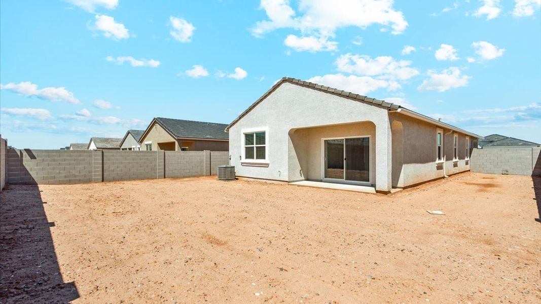 Exterior details and patio area of a home in Radiance at Superstition Vistas, Apache Junction (Image 17).