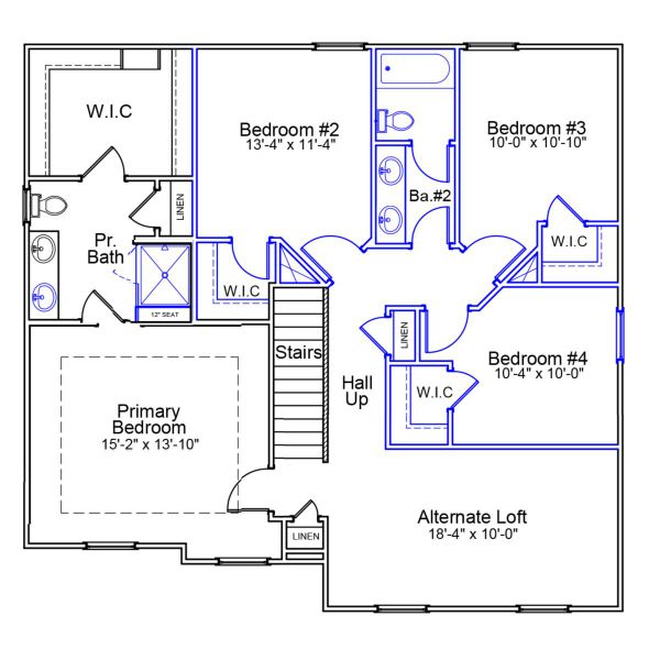 2D floor plan layout of this home in Indigo at Abbey Preserve, Wilmington, NC (Image 3).