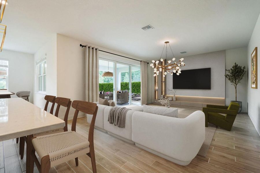 virtually staged great room-Coral model