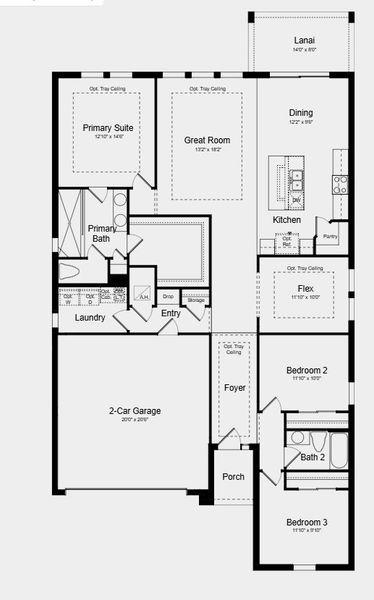 2D floor plan layout for the Biloxi by Taylor Morrison in Windward Preserve, Cocoa, FL (Image 3).