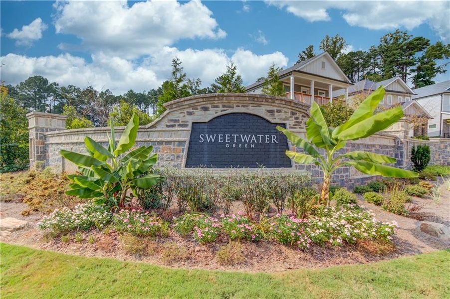 Front exterior of a new home in Sweetwater Green - Royal Series, Lawrenceville, GA, highlighting curb appeal (Image 22).