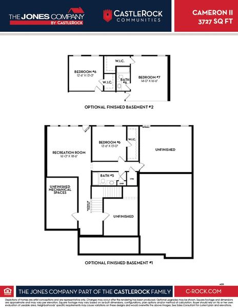 2D floor plan layout for the Cameron II by CastleRock Communities in Belvoir, Fairview, TN (Image 5).