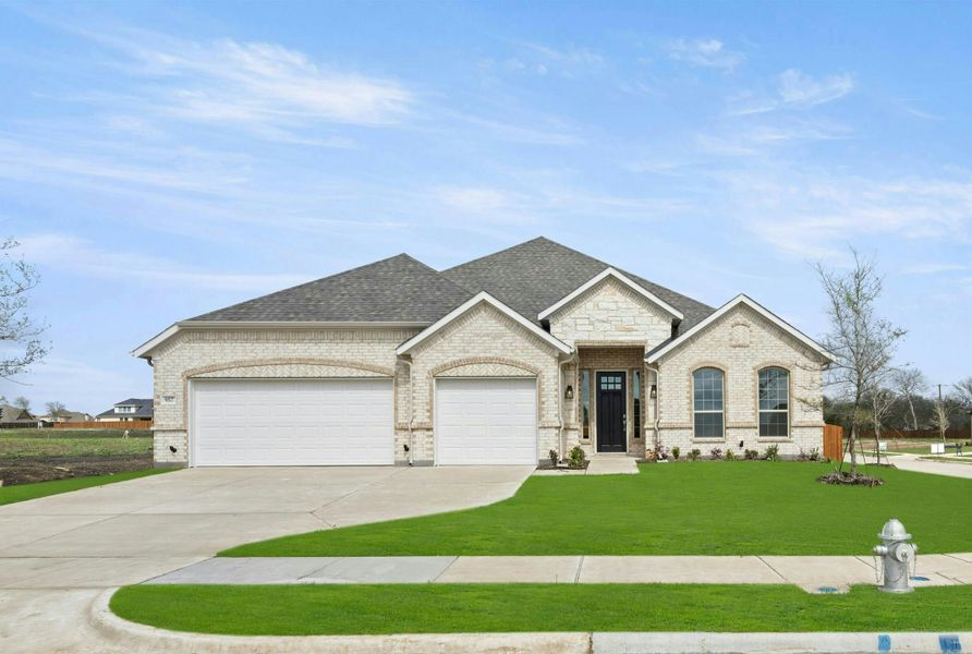 Front exterior of a new home in Kentsdale Farms, DeSoto, TX, highlighting curb appeal (Image 18). Front exterior of a new home in Kentsdale Farms, DeSoto, TX, highlighting curb appeal (Image 18).