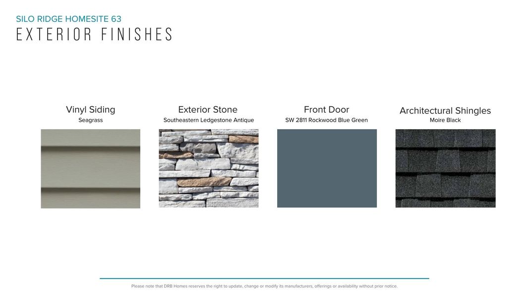 Sample of building materials used in homes in Silo Ridge, Anderson (Image 17).