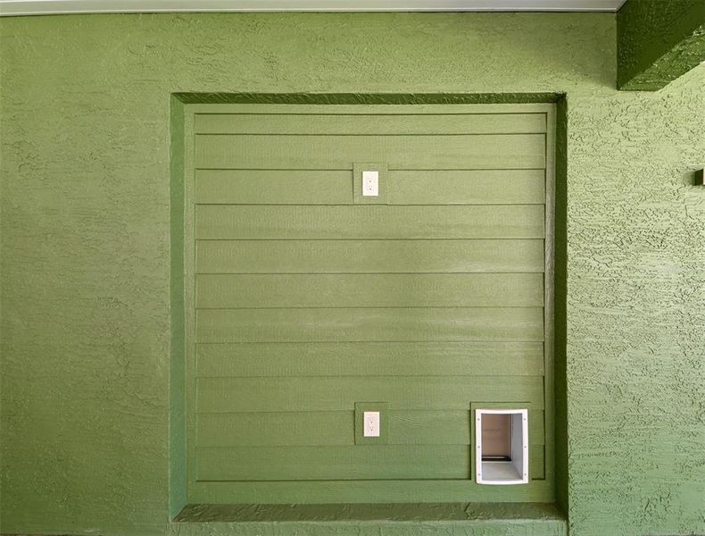 Pet door patio into main/owner bedroom. Outdoor TV mount. Can be converted to sliders.