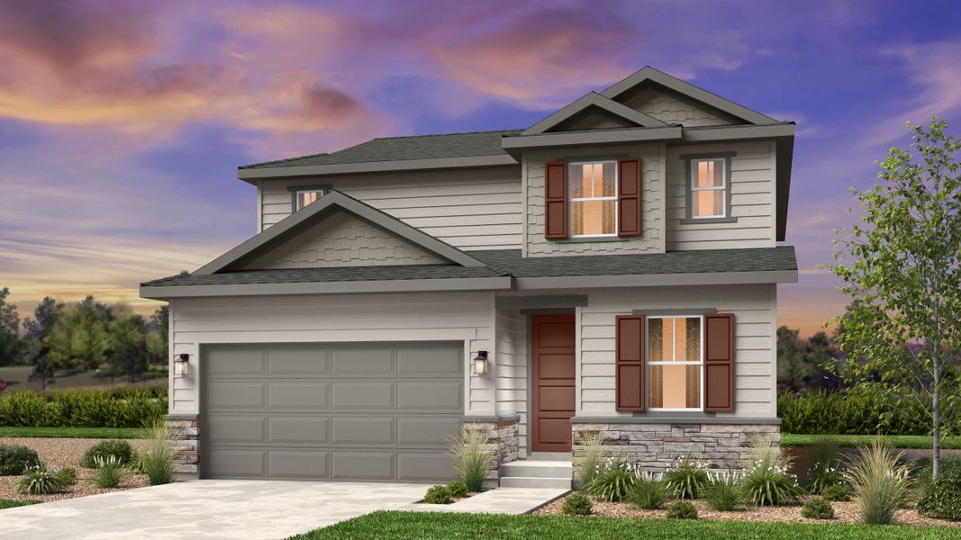 Representative exterior photo of a completed home built from the Estes by Taylor Morrison in Sky Ranch, Aurora, CO (Image 2).