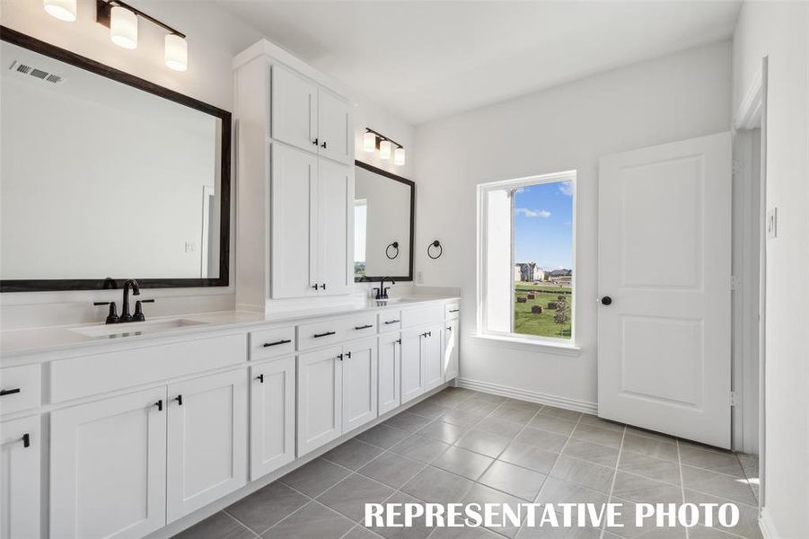 No shortage of style of space in this owner's bath built for two!  REPRESENTATIVE PHOTO