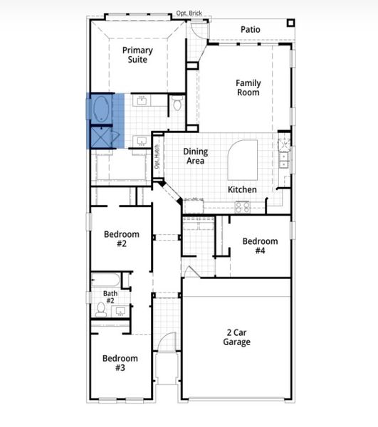 2D floor plan layout for the Maybach by Highland Homes in Midline, Webster, TX (Image 4).