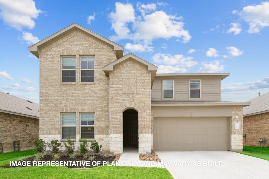 Representative exterior photo of a completed home built from the Ozark by D.R. Horton in Harrington Trails at The Canopies, New Caney, TX (Image 18).
