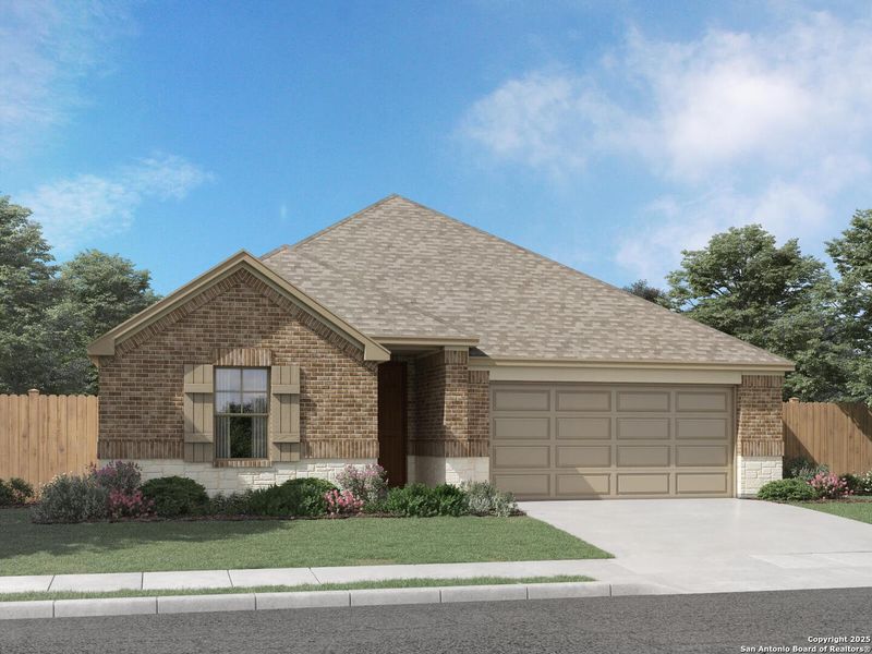Front exterior of a new home in , San Antonio, TX, highlighting curb appeal (Image 1).