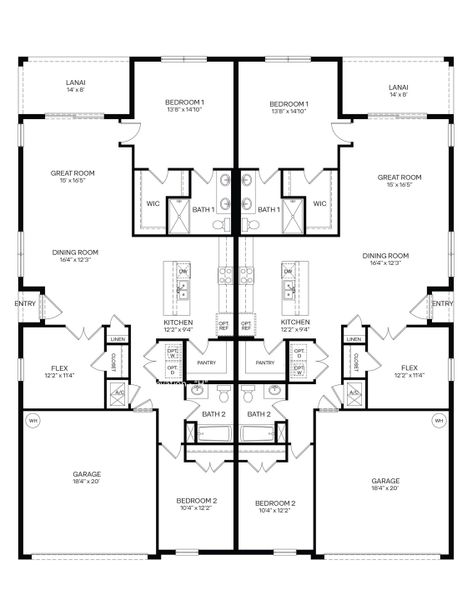 2D floor plan layout of this home in Halifax Plantation Villas, Ormond Beach, FL (Image 3).