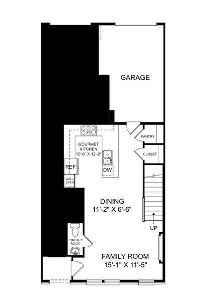 2D floor plan layout for the The Rina by Stanley Martin Homes in Skylar Townhome Style Condos, Atlanta, GA (Image 3).