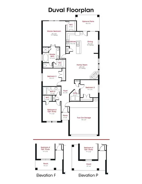 2D floor plan layout for the Duval by Kendall Homes in Russell Ranch, Bay City, TX (Image 3). 2D floor plan layout for the Duval by Kendall Homes in Russell Ranch, Bay City, TX (Image 3).