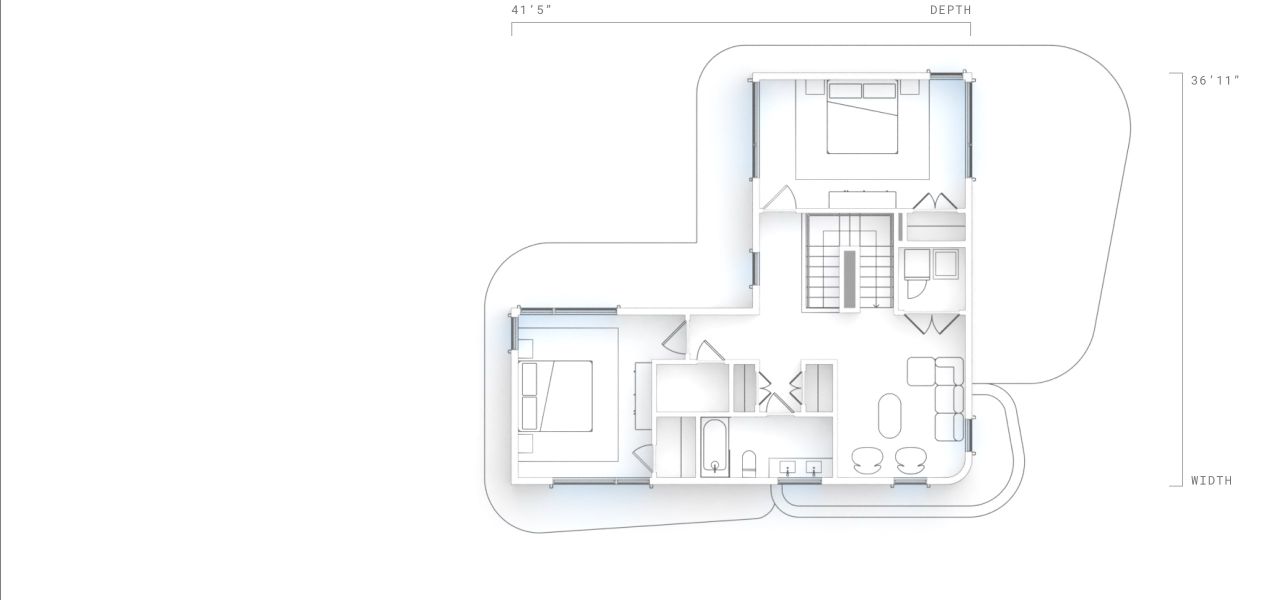 2D floor plan layout for the 3 Bedroom by ICON Technology in Mueller, Austin, TX (Image 4). 2D floor plan layout for the 3 Bedroom by ICON Technology in Mueller, Austin, TX (Image 4).