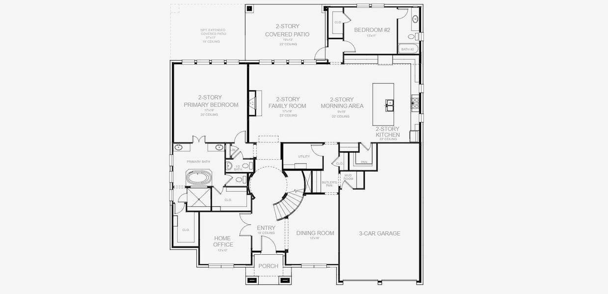 2D floor plan layout for the 4199W by Perry Homes in Jubilee 80', Hockley, TX (Image 3). 2D floor plan layout for the 4199W by Perry Homes in Jubilee 80', Hockley, TX (Image 3).