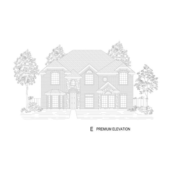 Representative rendering of the exterior for the Hillcrest 45 2R-CW (w/Media) by First Texas Homes (Image 7).