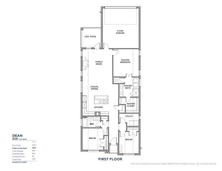 2D floor plan layout for the Dean - S3331 by Shaddock Homes in Cottages of Celina, Celina, TX (Image 3). 2D floor plan layout for the Dean - S3331 by Shaddock Homes in Cottages of Celina, Celina, TX (Image 3).