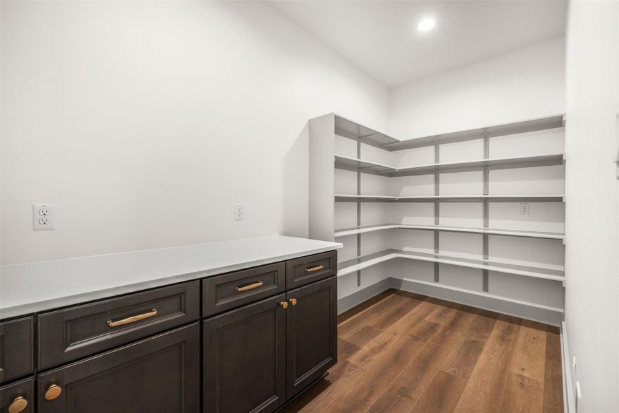large walk in pantry with a coffee bar and built in shelving large walk in pantry with a coffee bar and built in shelving