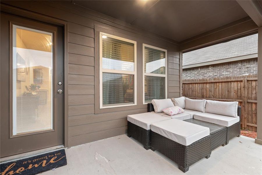 View of patio featuring an outdoor living space