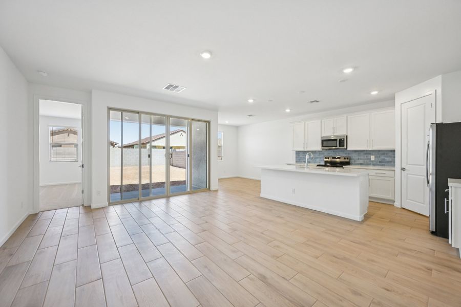 Great room, kitchen and dining Great room, kitchen and dining