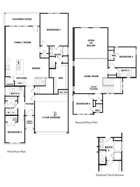 2D floor plan layout for the The Wilson II by D.R. Horton in Paramount, Kyle, TX (Image 3).