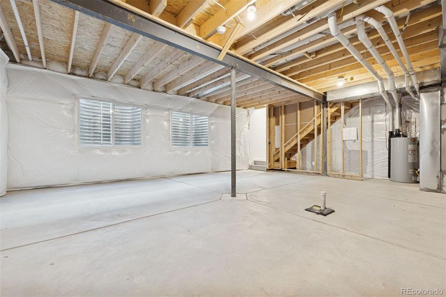 Unfinished Basement with Rough-in Plumbing Unfinished Basement with Rough-in Plumbing