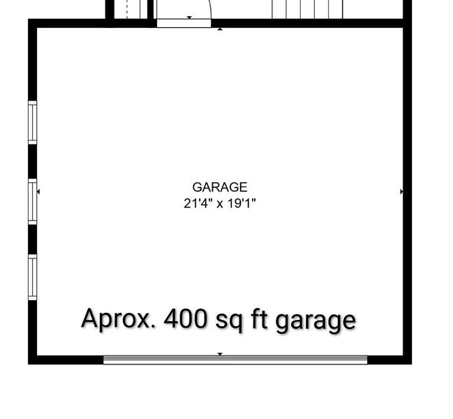 400 sq ft approx. 2 car garage and a great size driveway