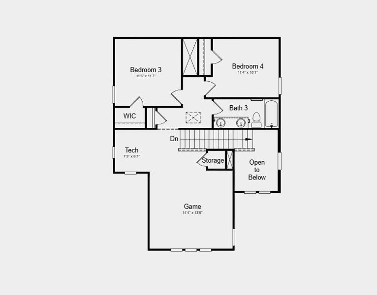 2D floor plan layout for the Paisley by Taylor Morrison in Ryehill, Rosenberg, TX (Image 4).