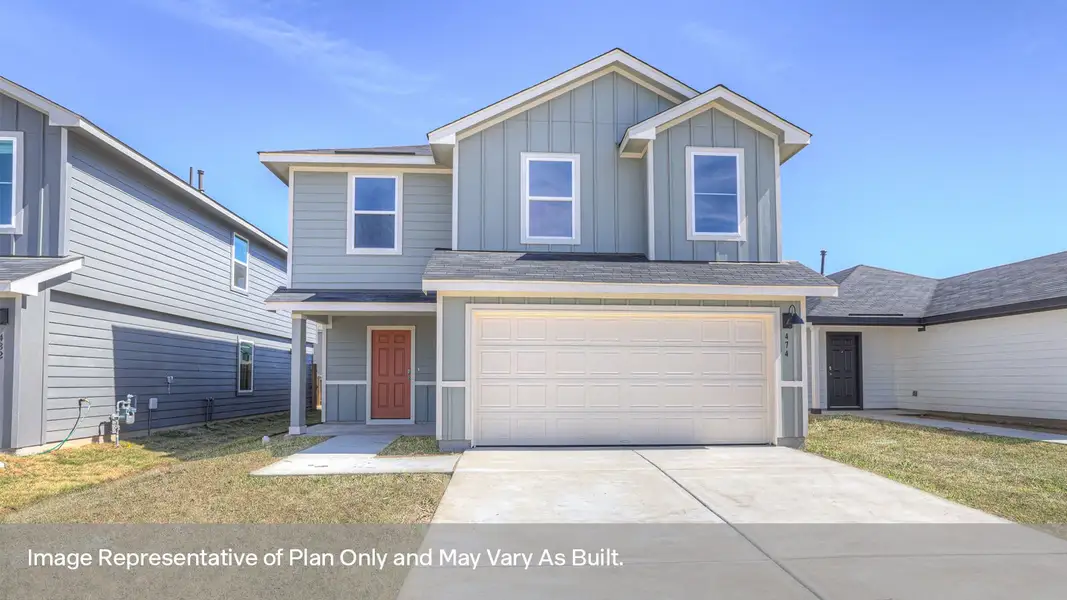 Front exterior of a new home in Sunset Oaks, Maxwell, TX, highlighting curb appeal (Image 1). Front exterior of a new home in Sunset Oaks, Maxwell, TX, highlighting curb appeal (Image 1).