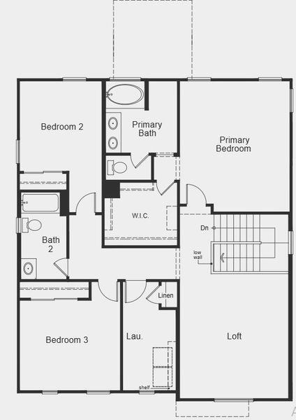2D floor plan layout for the Plan 2296 by KB Home in Bella Camino Traditions, San Tan Valley, AZ (Image 7).