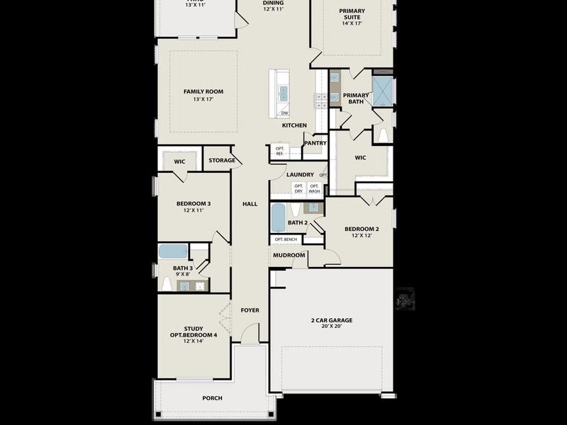 2D floor plan layout of this home in Sundance Cove, Crosby, TX (Image 3).