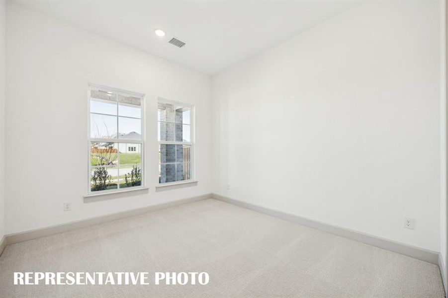 You'll find nicely sized secondary bedrooms in our Versailles III plan.  REPRESENTATIVE PHOTO