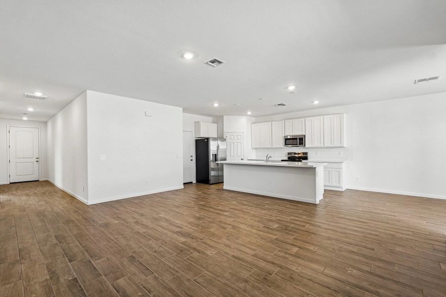 Great room and kitchen Great room and kitchen