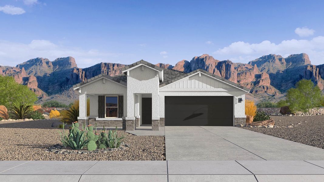 Representative exterior photo of a completed home built from the Gaven by D.R. Horton in Del Rio Ranch, Avondale, AZ (Image 19).